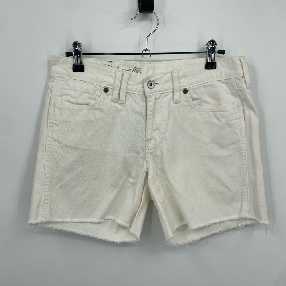 Madewell White Denim Cutoff Shorts, 26 frayed hem summer